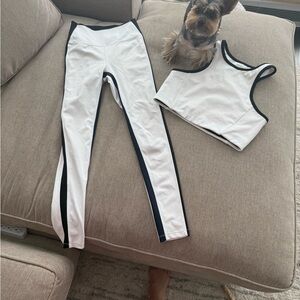 Splits59 Women's White and Black Activewear Set - top LARGE - bottom small
